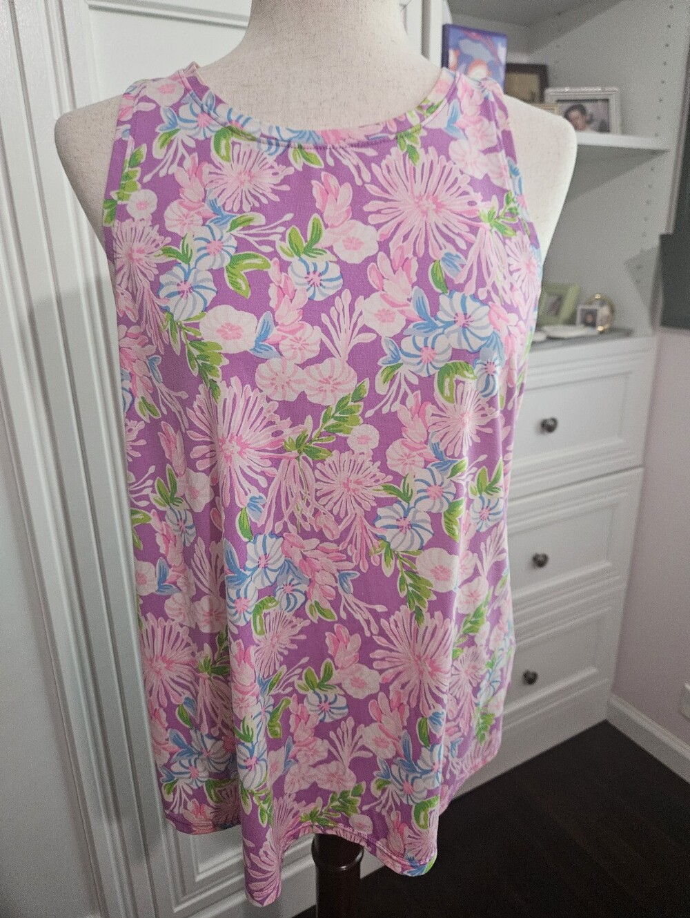 Lilly Pulitzer Pink Floral Sleeveless Shell Top